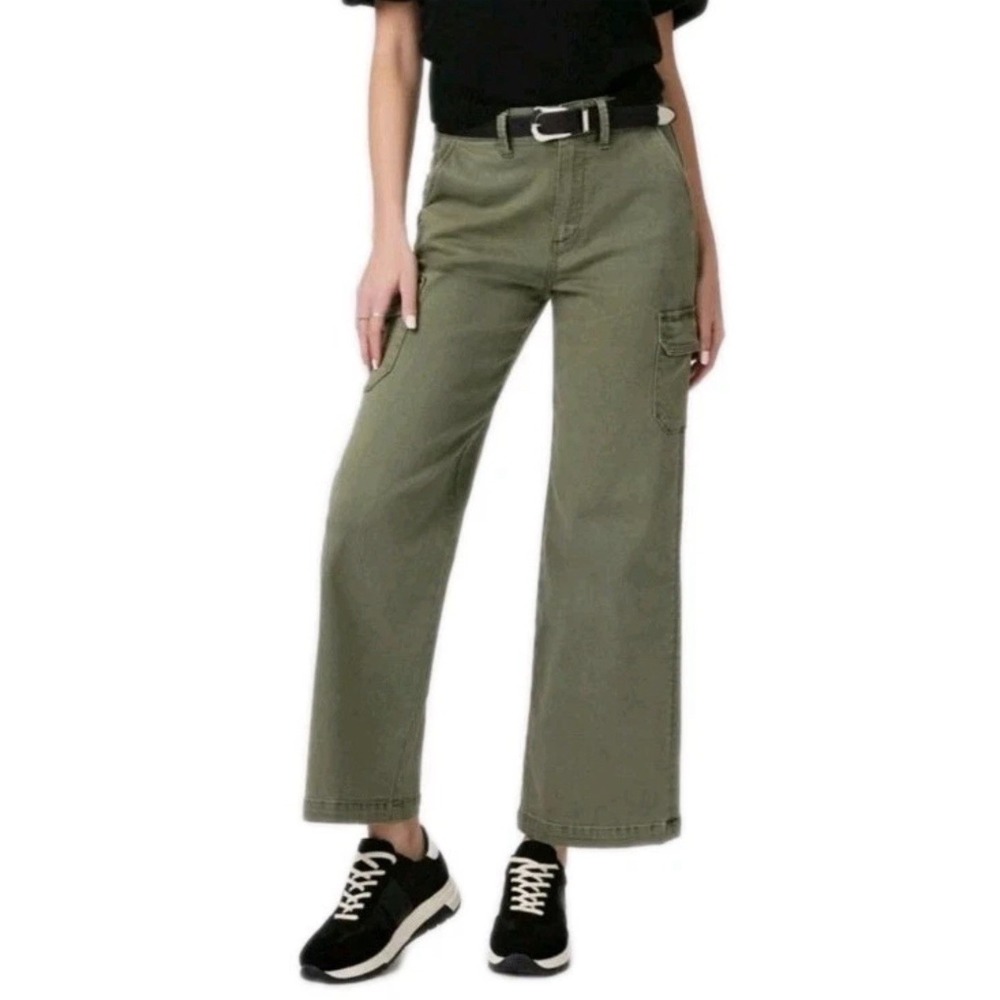 Paige Women's 27 Carly Cargo Wide Leg Ivy Green Pants - Picture 10 of 12